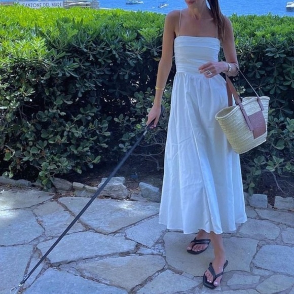 NEW Reformation Lissa Cotton Midi Dress White Ivory Removable Strap | US 0 UK 4 - Picture 14 of 16